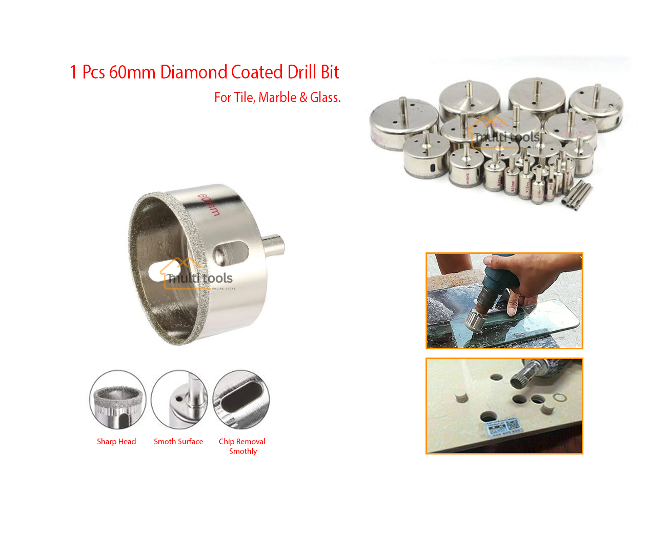 60 mm Diamond Coated Drill Bit Hole Saw Cutter For Glass Tile Ceramic